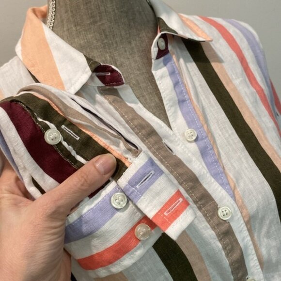 Lord Taylor White and Black Long Sleeve Button Down Shirt - Picture 8 of 10